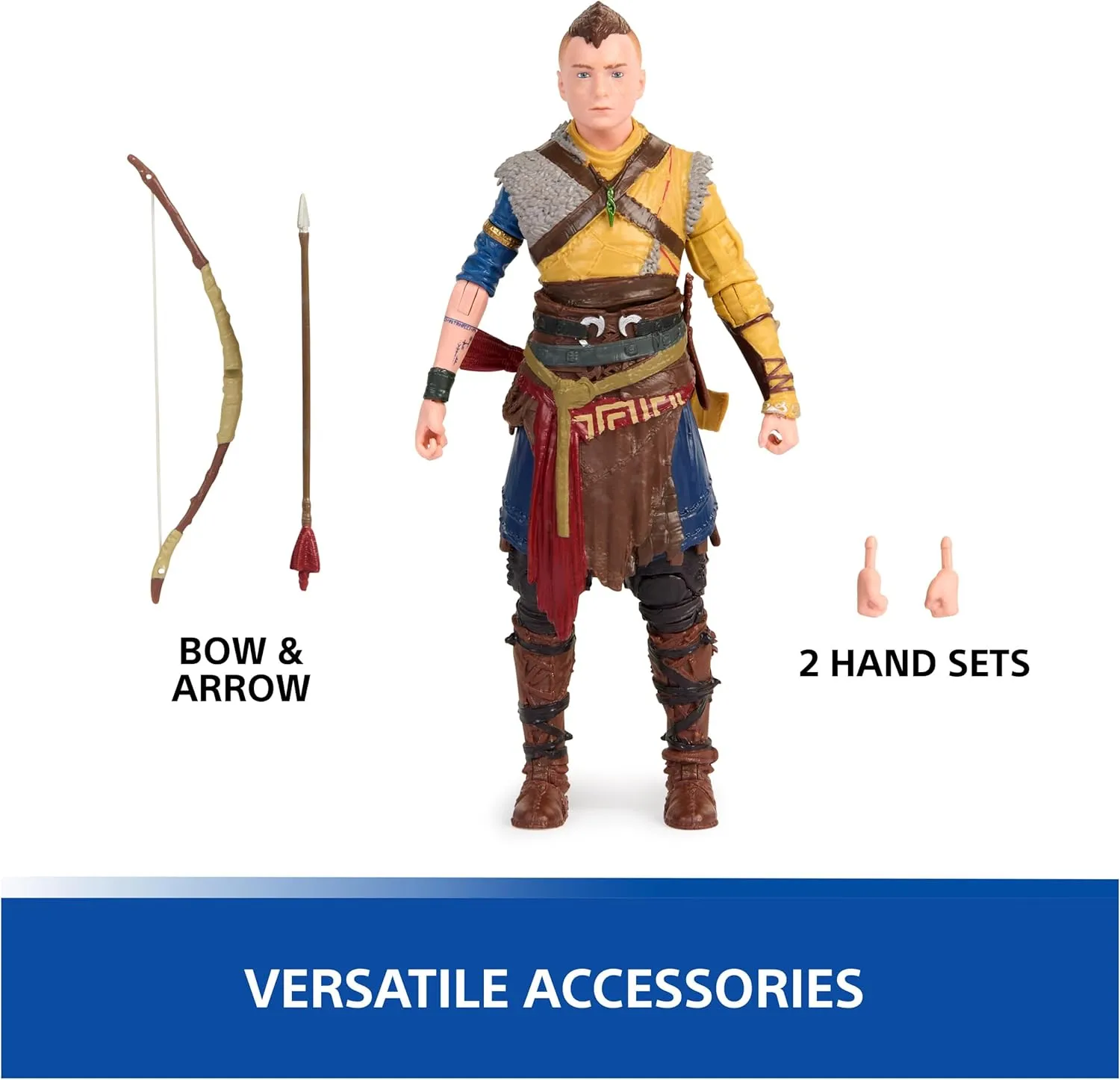 PlayStation God of War Ragnarok, 6” Atreus Action Figure with 4 Accessories, The Shapes Collection, for PS5 Fans & Collectors Ages 17 
