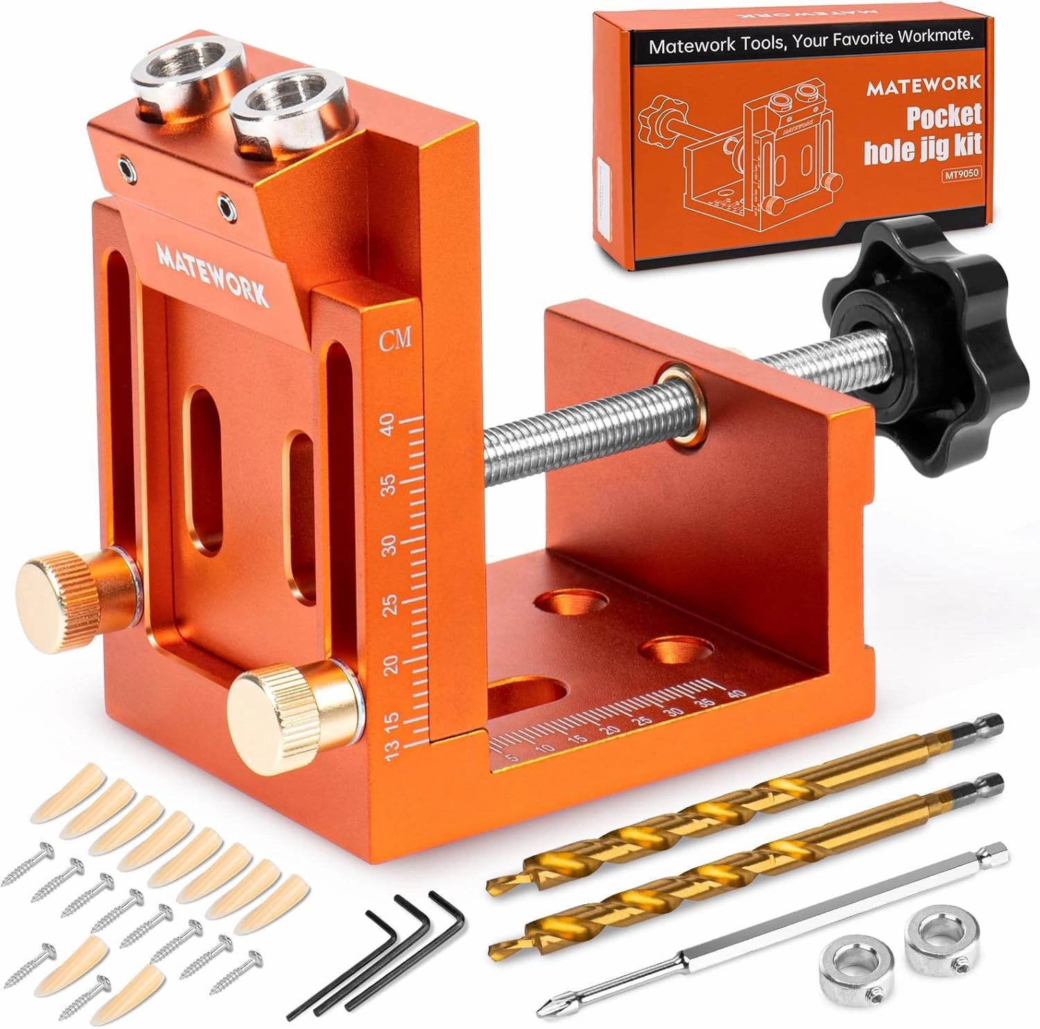 Pocket Hole Jig Kit, Adjustable Pocket Hole Jig System with Stop Collars, Pocket Hole Screw Jig 30PCS with Screws, Wood Plug, Allen Wrench for Woodworking