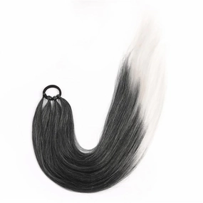 Ponytailtail Extensions Synthetic Boxing Braids 26 Inch Brown Wrap Around Chignon Tail With Rubber Band Hair Ring Ombre Braid