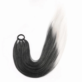 Ponytailtail Extensions Synthetic Boxing Braids 26 Inch Brown Wrap Around Chignon Tail With Rubber Band Hair Ring Ombre Braid