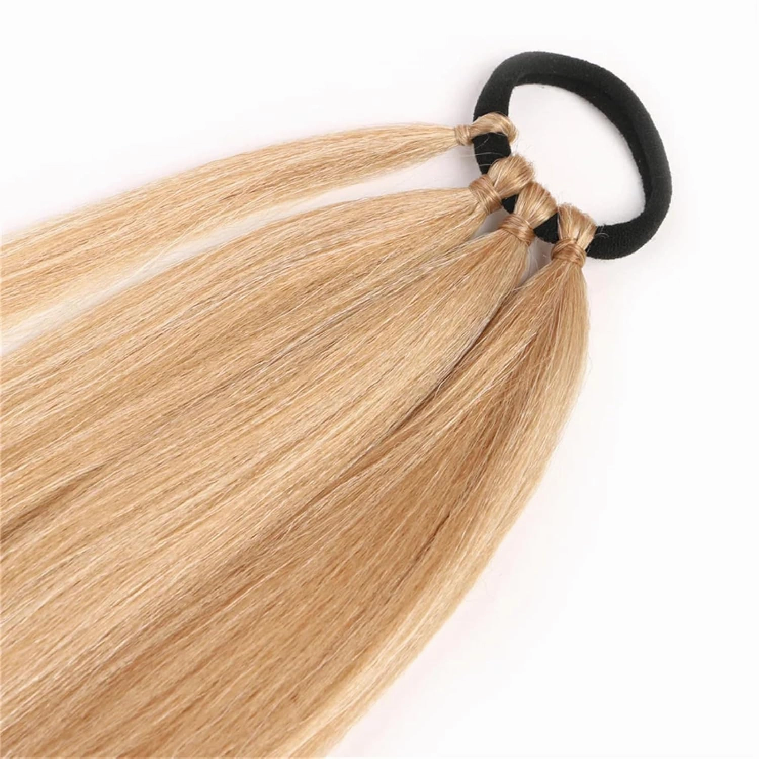 Ponytailtail Extensions Synthetic Boxing Braids 26 Inch Brown Wrap Around Chignon Tail With Rubber Band Hair Ring Ombre Braid