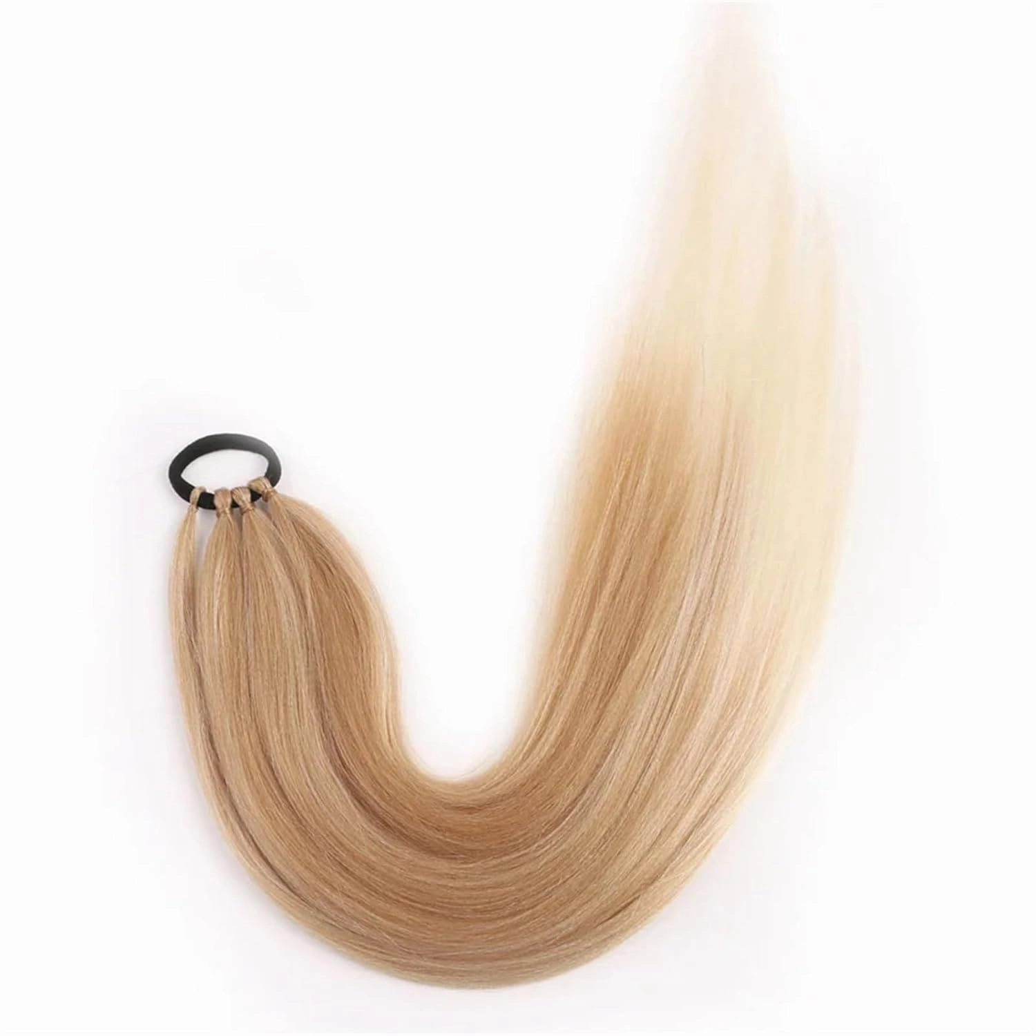 Ponytailtail Extensions Synthetic Boxing Braids 26 Inch Brown Wrap Around Chignon Tail With Rubber Band Hair Ring Ombre Braid