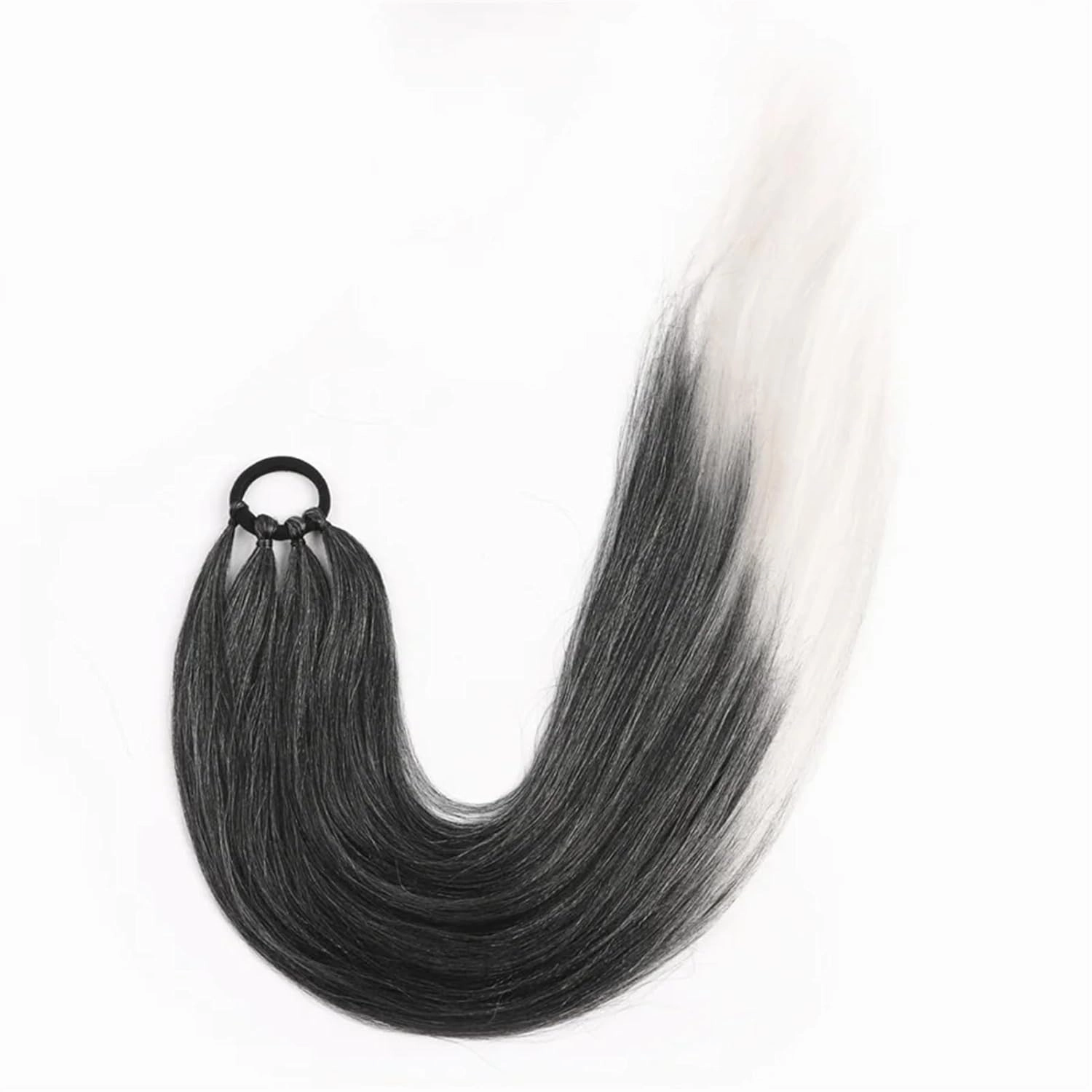 Ponytailtail Extensions Synthetic Boxing Braids 26 Inch Brown Wrap Around Chignon Tail With Rubber Band Hair Ring Ombre Braid