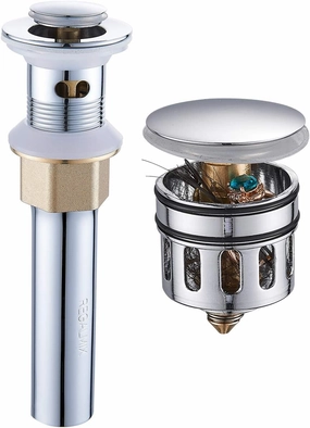 Pop Up Drain Stopper, Built-in Anti-Clogging Strainer, Polished Chrome, Fits Standard American Drain Hole (1-1/2" to 1-3/4")