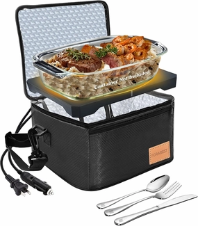 Portable Oven & Food Warmer Electric Lunch Box Food Heater 12/24/110/220V for Car, Truck, Office, Travel & Home,Mini Portable Microwave Lunch Heater for Work, Compact Portable Food Warmer Lunch Box