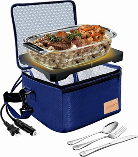 Portable Oven & Food Warmer Electric Lunch Box Food Heater 12/24/110/220V for Car, Truck, Office, Travel & Home,Mini Portable Microwave Lunch Heater for Work, Compact Portable Food Warmer Lunch Box