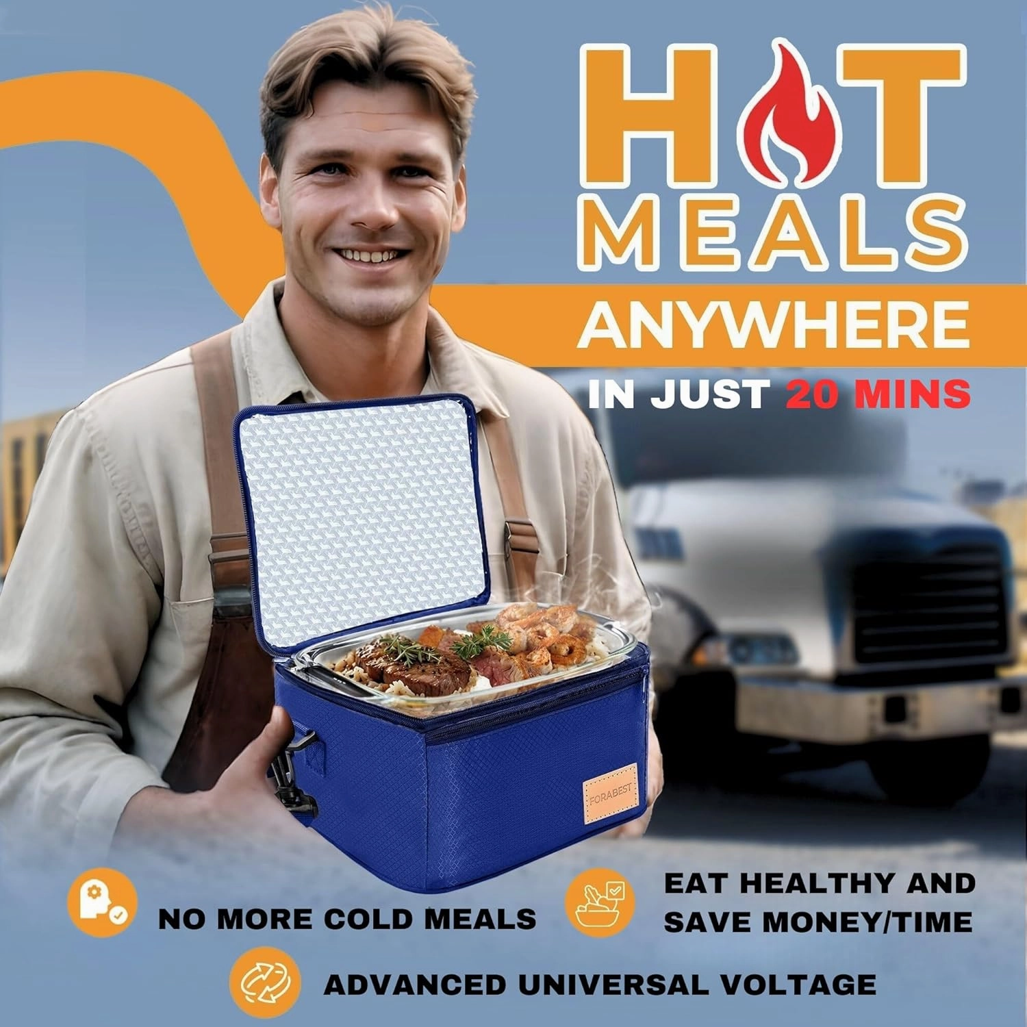 Portable Oven & Food Warmer Electric Lunch Box Food Heater 12/24/110/220V for Car, Truck, Office, Travel & Home,Mini Portable Microwave Lunch Heater for Work, Compact Portable Food Warmer Lunch Box