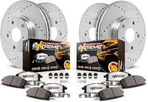 Power Stop K6519-36 Front and Rear Z36 Truck & Tow Brake Kit, Carbon Fiber Ceramic Brake Pads and Drilled/Slotted Brake Rotors For Nissan NV1500, Nissan NV2500, Nissan NV3500 [Model Specific]