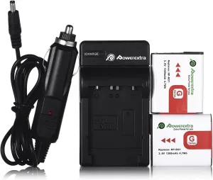 Powerextra 2 Pack Battery with Charger for Sony NP-BG1 NPBG1 NP-FG1 NPFG1 and Cyber-Shot DSC-W55 W120 W150 W220 DSC-H3 H7 H9 H10 H20 H50 H55 H70 DSC-HX5V DSC-HX7V DSC-HX9V DSC-HX10V DSC-HX30V