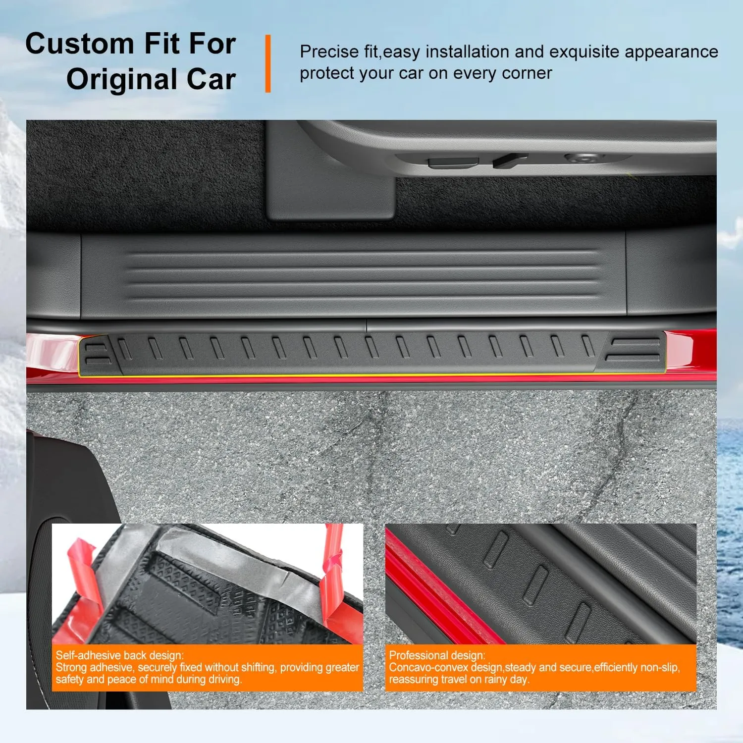 powoq Door Sill Protector Compatible with 2022-2025 Nissan Pathfinder Car Door Sill Guard TPE 4Pcs Car Threshold Protector Replacement for 2022 2023 2024 2025 Nissan Pathfinder Accessories