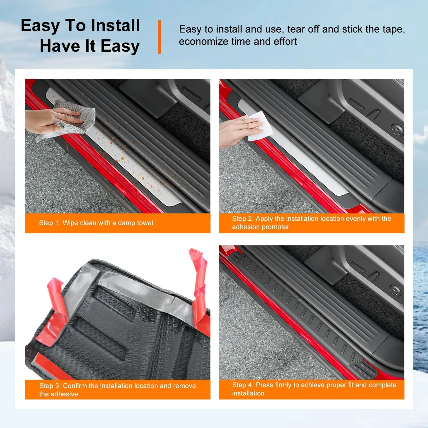 powoq Door Sill Protector Compatible with 2022-2025 Nissan Pathfinder Car Door Sill Guard TPE 4Pcs Car Threshold Protector Replacement for 2022 2023 2024 2025 Nissan Pathfinder Accessories