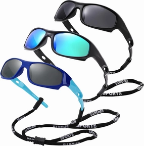 Pro Acme Kids Sunglasses for Boys Girls, Polarized Sports Youth Sunglasses with Strap for Kids Ages 3-12