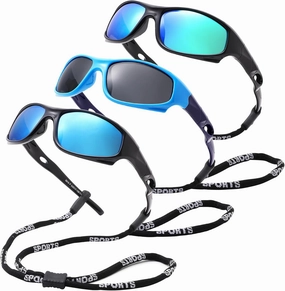 Pro Acme Kids Sunglasses for Boys Girls, Polarized Sports Youth Sunglasses with Strap for Kids Ages 3-12