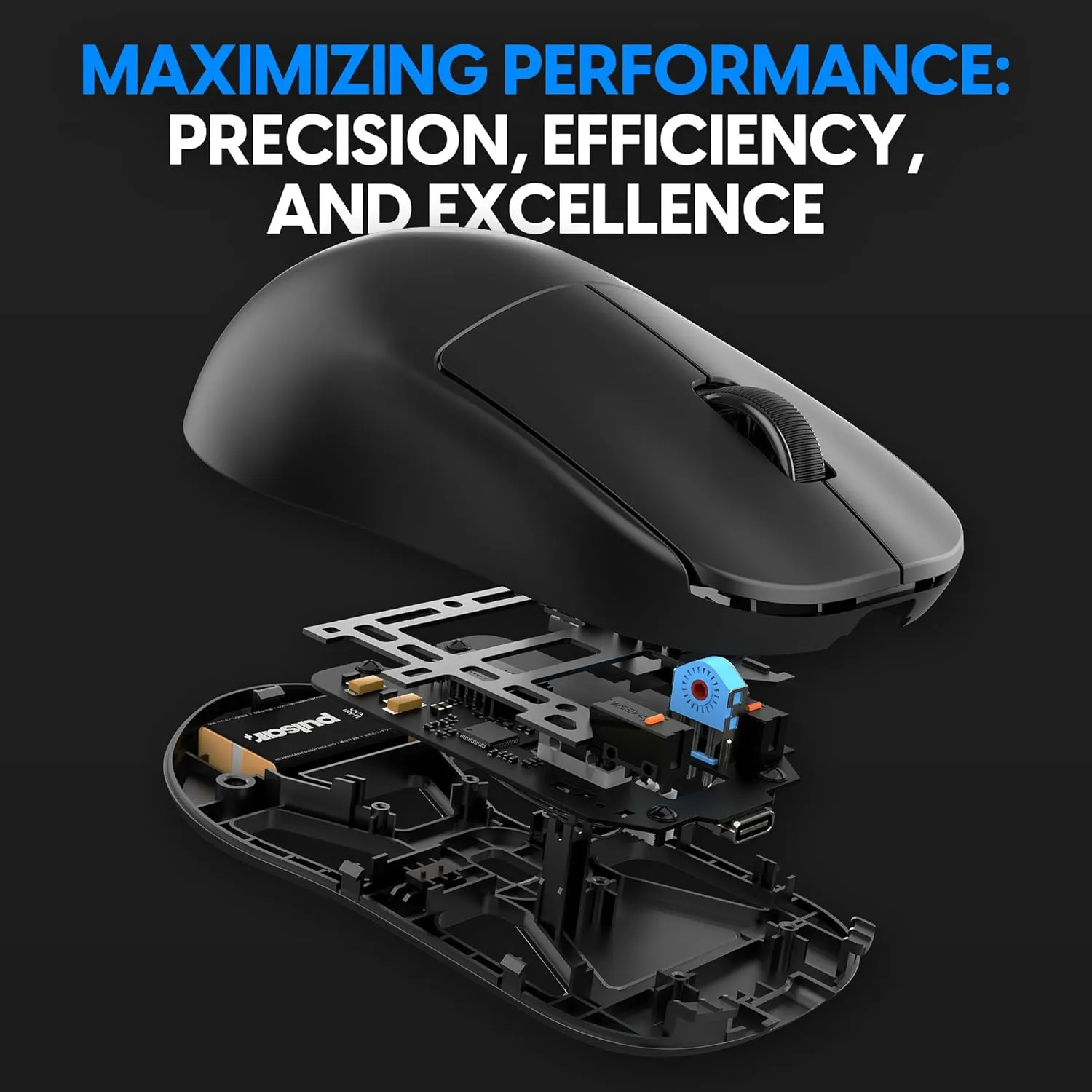Pulsar Gaming Gears X2H Mini Wireless Gaming Mouse, Ultra Lightweight 1.83 oz (52 g), Symmetrical, Optical Switch, 2.4 Ghz 1 ms, 26000 DPI, PAW3395 Sensor (Mini, Wireless, Black)