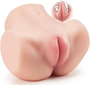 Pussy Ass Masturbator Sex Toy with Virgin Tight Labia, 2 Hole Realistic Male Masturbator with Strong Suction Channel, Goyha 4.1 LB Pocket Pussy Male Sex Toy for Men Masturbation