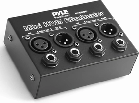 Pyle Compact Mini Hum Eliminator Box - 2 Channel Passive Ground Loop Isolator, Noise Filter,AC Buzz Destroyer, Hum Killer w/ 1/4" TRS Phone,XLR Input/Output, Uses 1:1 Isolation Transformer