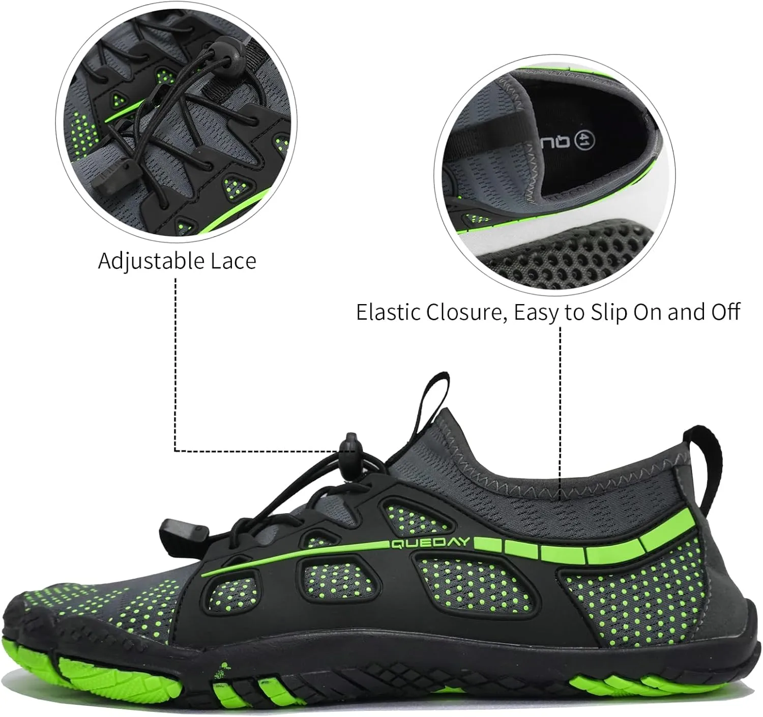 Queday Water Shoes for Women Men Quick Dry Barefoot Shoes Athletic Lightweight Sports Aqua Socks Outdoor Swim Fishing Hiking Diving Surf Walking Kayaking