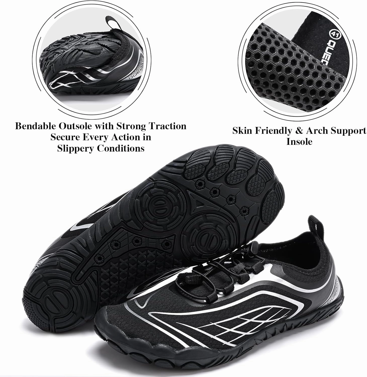 Queday Water Shoes for Women Men Quick Dry Barefoot Shoes Athletic Lightweight Sports Aqua Socks Outdoor Swim Hiking Diving Surf Fishing Walking Kayaking