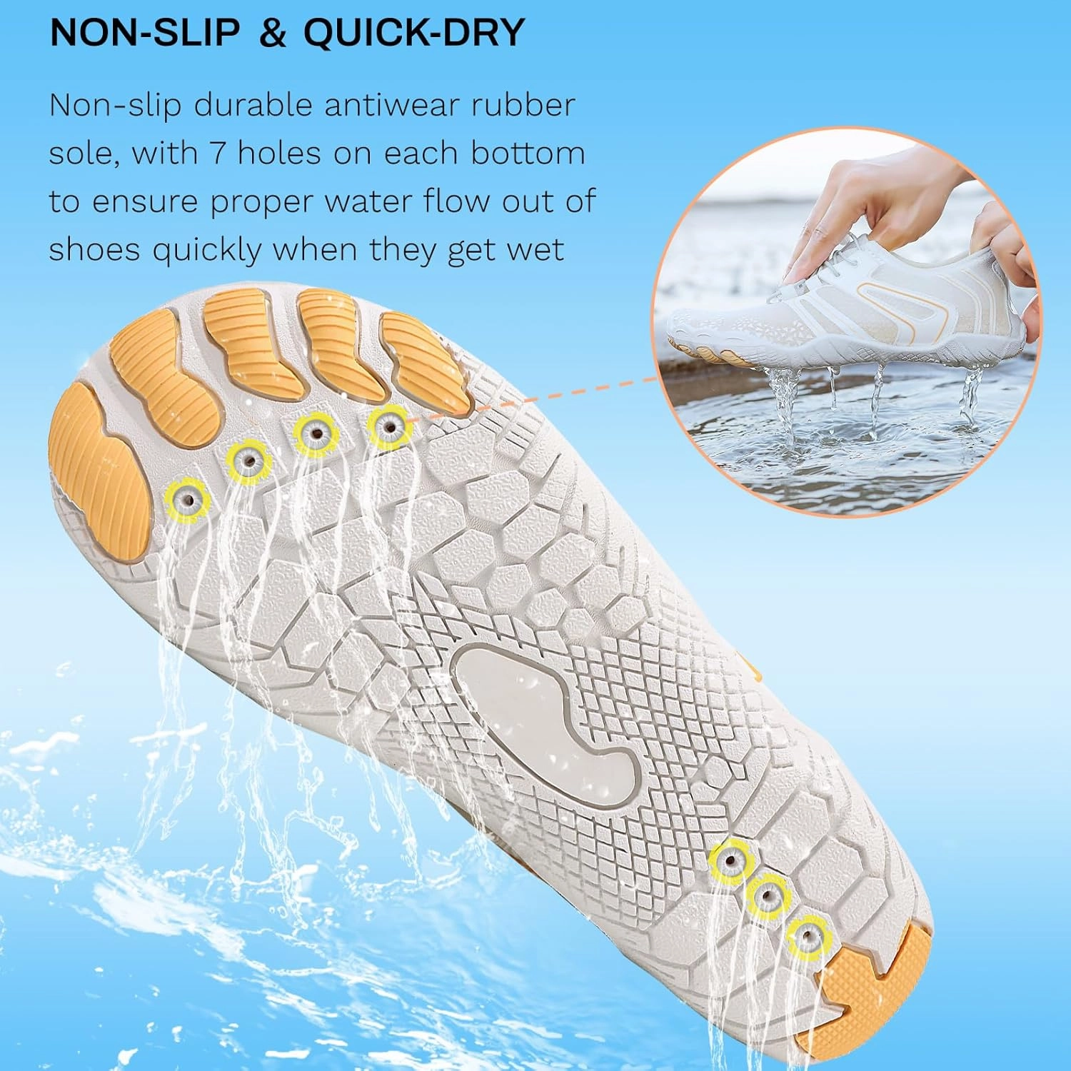 Quick Dry Water Shoes - Barefoot Swim Shoes for Women & Men, Non-Slip Aqua Shoes for Beach, River, Pool & Hiking