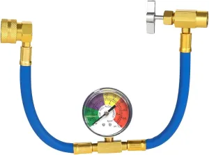 R134A Refrigerant Charge Hose Kit, 15.4" R134a AC Refrigerant Charging Hose with Gauge, Auto A/C Refrigerant Dispensing Valve Recharge Nylon Hose Kit, Car Accessories