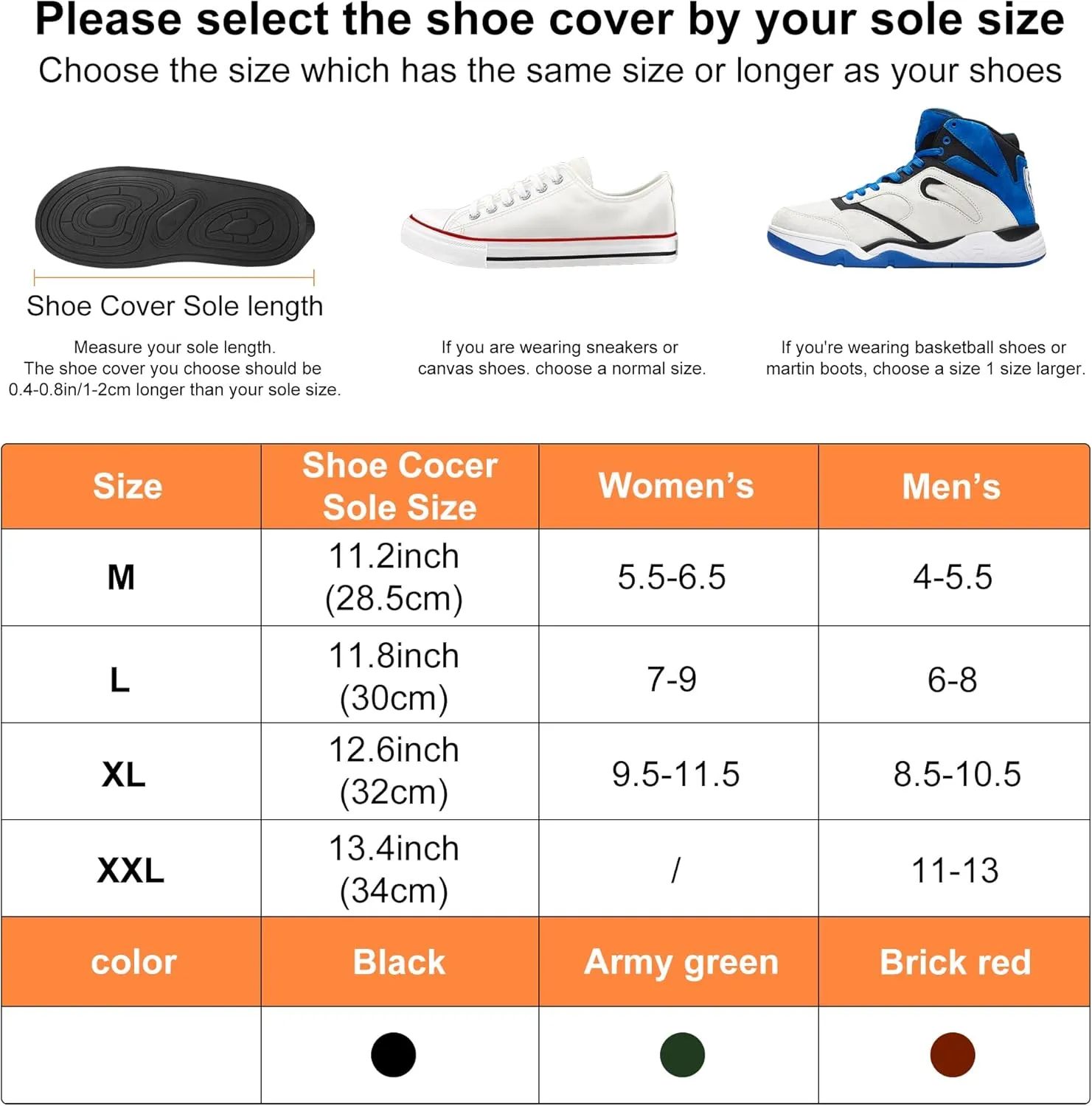 Rain Shoe Covers Waterproof Rain Boot Shoe Cover for Men and Women (Black, XXL)