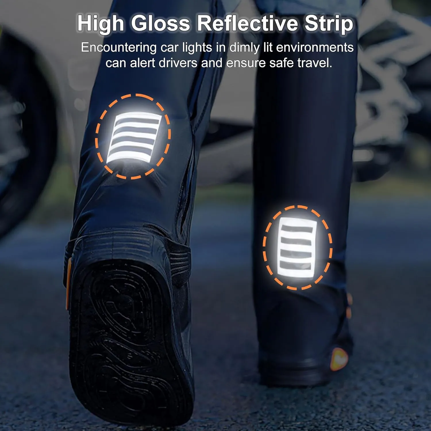 Rain Shoe Covers Waterproof Rain Boot Shoe Cover for Men and Women (Black, XXL)