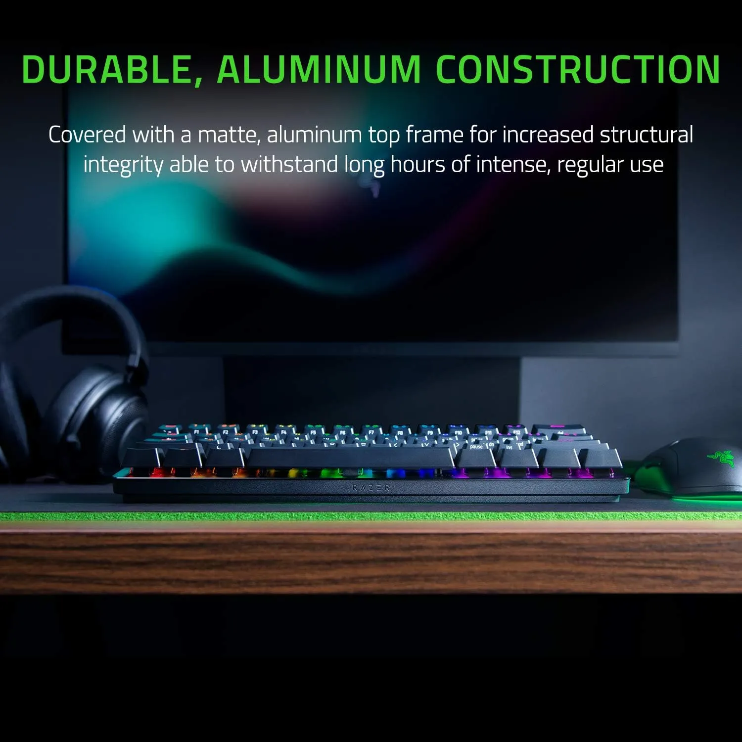 Razer Huntsman Mini 60% Gaming Keyboard: Fast Keyboard Switches - Clicky Optical Switches - Chroma RGB Lighting - PBT Keycaps - Onboard Memory Snap Tap - Black