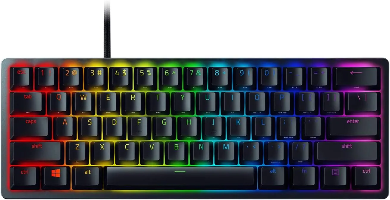 Razer Huntsman Mini 60% Gaming Keyboard: Fast Keyboard Switches - Clicky Optical Switches - Chroma RGB Lighting - PBT Keycaps - Onboard Memory Snap Tap - Black