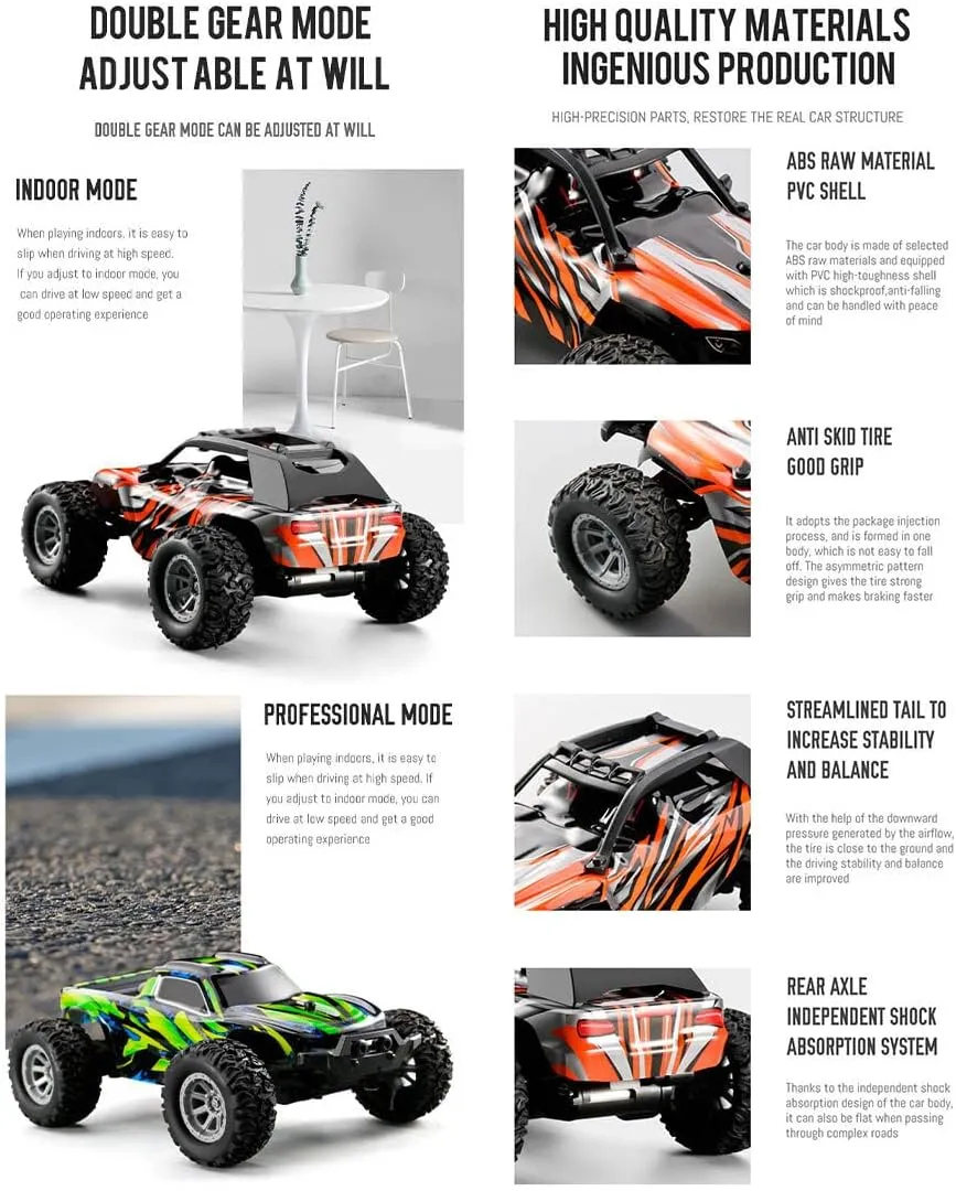 RC Off-Road Vehicle Model, 1/32 Scale 4WD Mini Electric 2.4G Remote Control High Speed Drift Off-Road, Mini Racing Drift Car for Adults