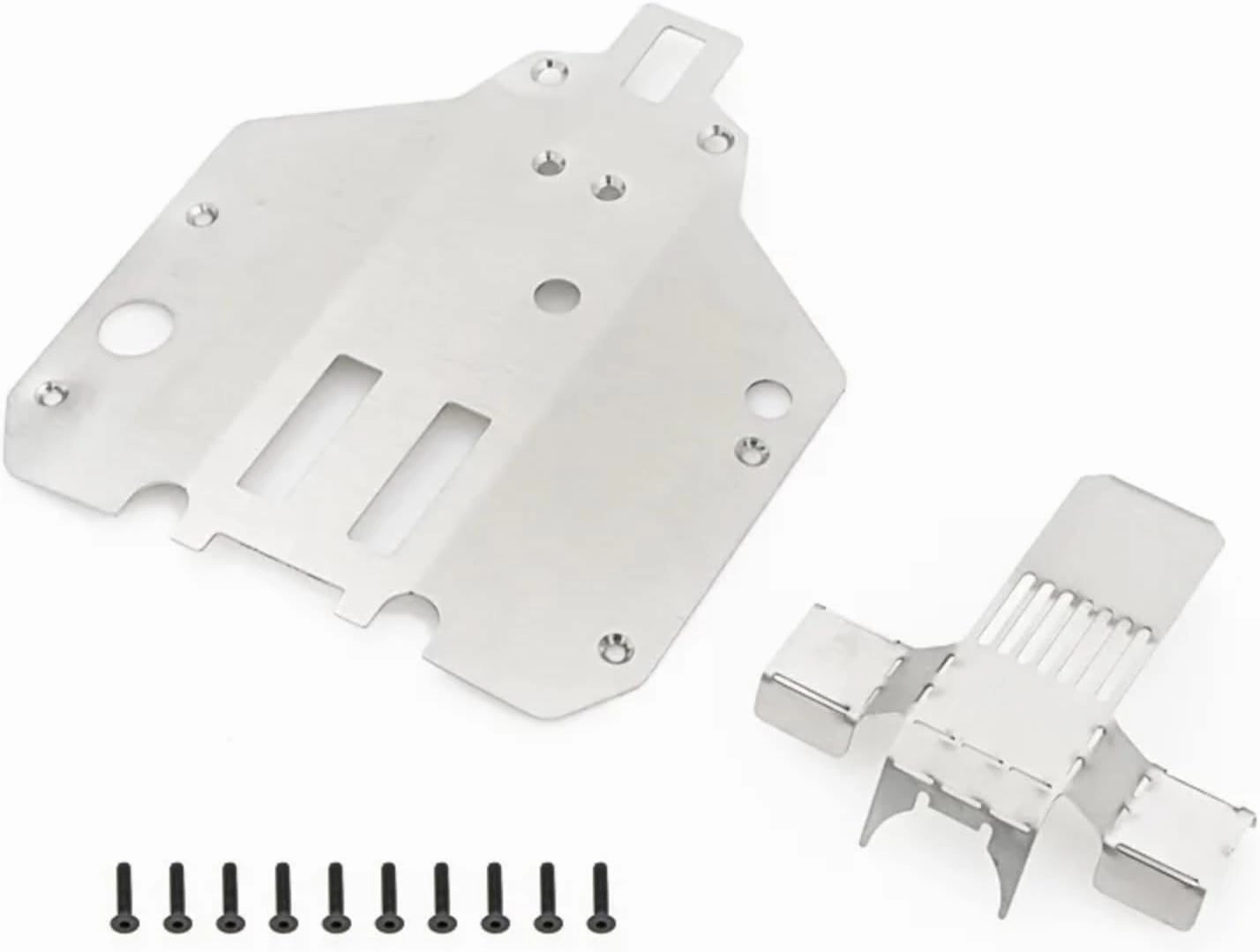 RC Car Upgrade Parts for Feiyue FY03 FY06 FY07 FY08 1/12 RC 2pcs Stainless Steel Chassis Armor and Rear Axle Protector Skid Plate Upgrade Parts