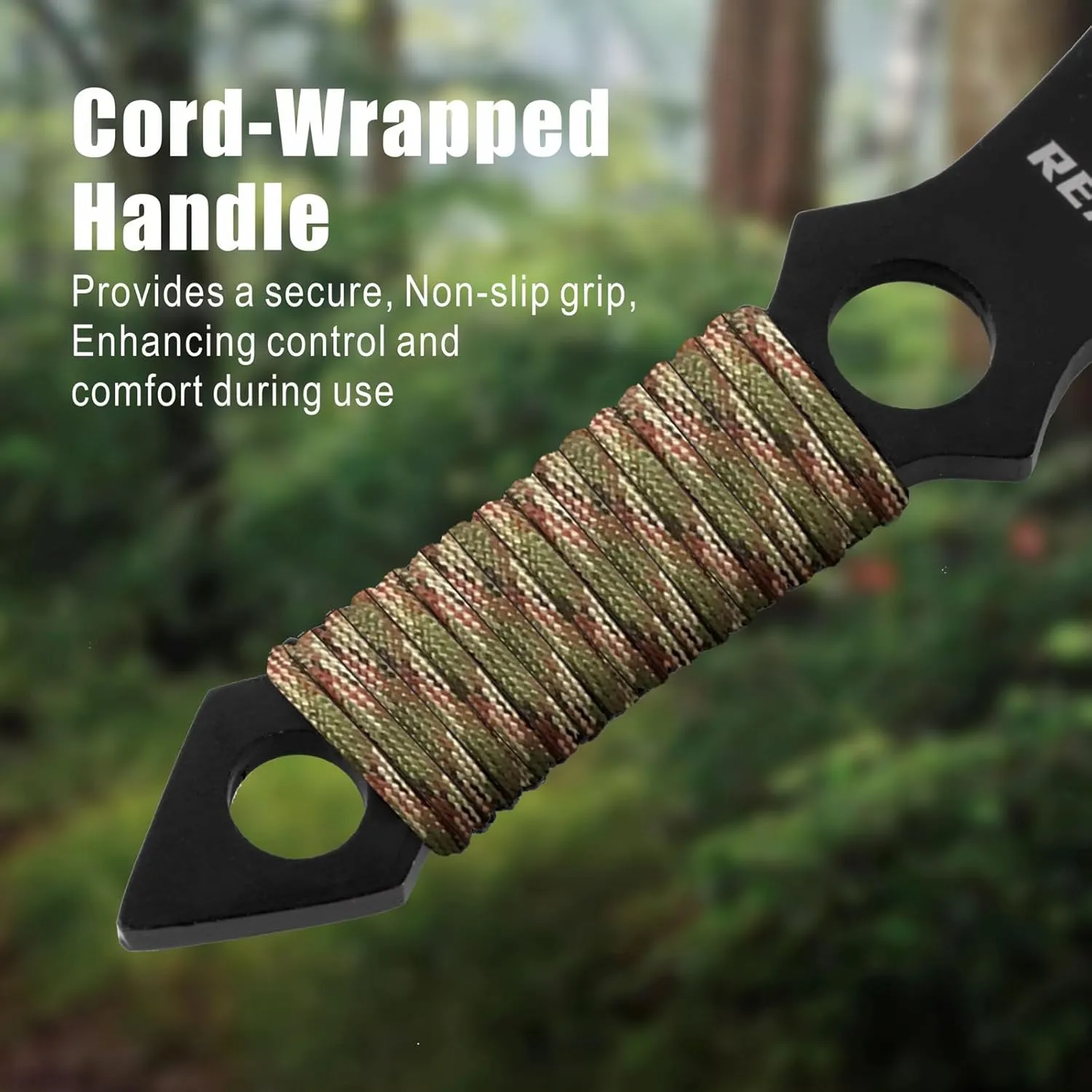 REAT Throwing Products - 12 Piece, 6.5" 440 Stainless Steel with Cord-Wrapped Handle, Includes Nylon Carrying Case for Safe Storage,Kunai Knives for Competition, Training and Recreation (Black)