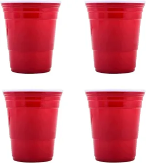 Red Party Cup Glass Tumbler 18Oz|Unbreakable Cups Ideal for Kids Adults| Reusable Drinking Supplies Birthday, Anniversary, Valentine's Travel Outdoors | Durable & Dishwasher Safe - Pack of 4