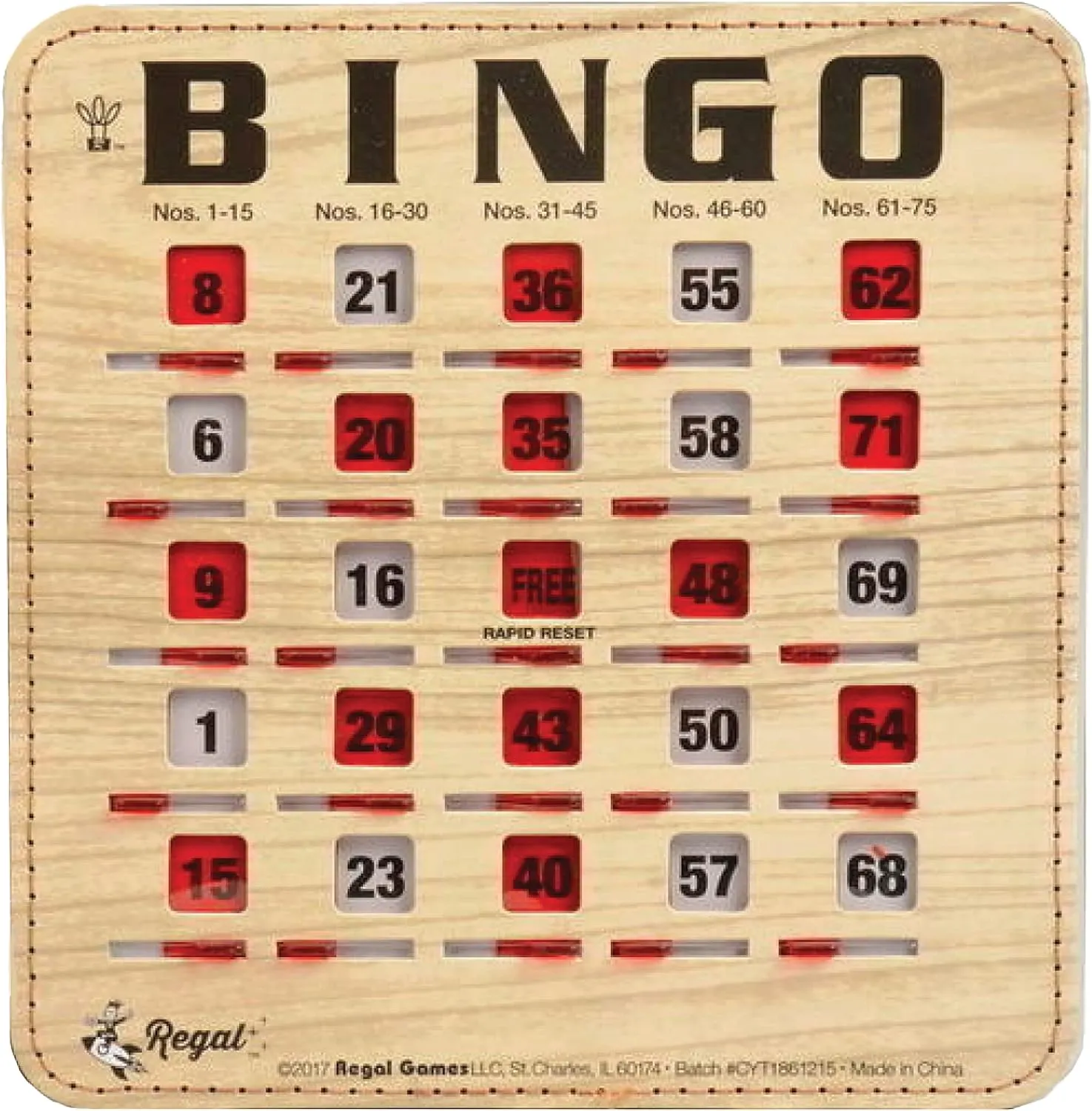 Regal Bingo Bulk Bingo Cards with Sliding Windows - Reusable Bingo Game Cards for Adults Large Group - 25 Pack, Woodgrain