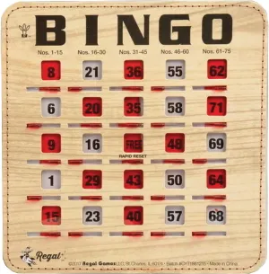 Regal Bingo Bulk Bingo Cards with Sliding Windows - Reusable Bingo Game Cards for Adults Large Group - 25 Pack, Woodgrain