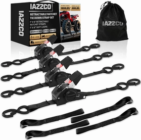 Retractable Ratchet Tie Down Straps - 1 Inch x 10 Feet (1800 LB Break Strength) Heavy Duty Self Retracting Ratchet Straps, for Trucks/ATV/Motorcycle/Cargo/Household（Black/4 Pack）