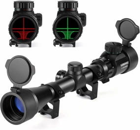 Rifle Scope 3-9x40 EG Red Green Rangefinder Illuminated Optical Tactical Airsoft Scopes for Hunting with 20mm Free Mounts and Flip-Open Covers