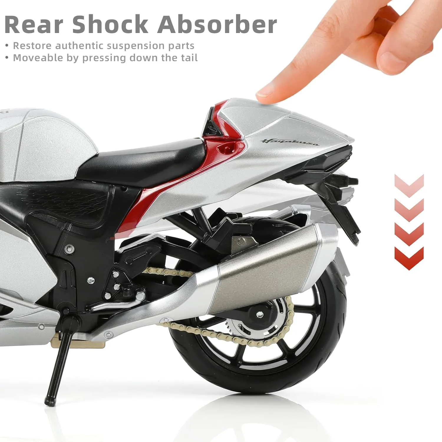 Risopen 1:12 Motorcycle Model Toy for Suzuki Hayabusa Metal Die-cast with Plastic Motorcycle Model for Maisto No Assembly Required Mini Finished Moto Gift for Adult（Silver）