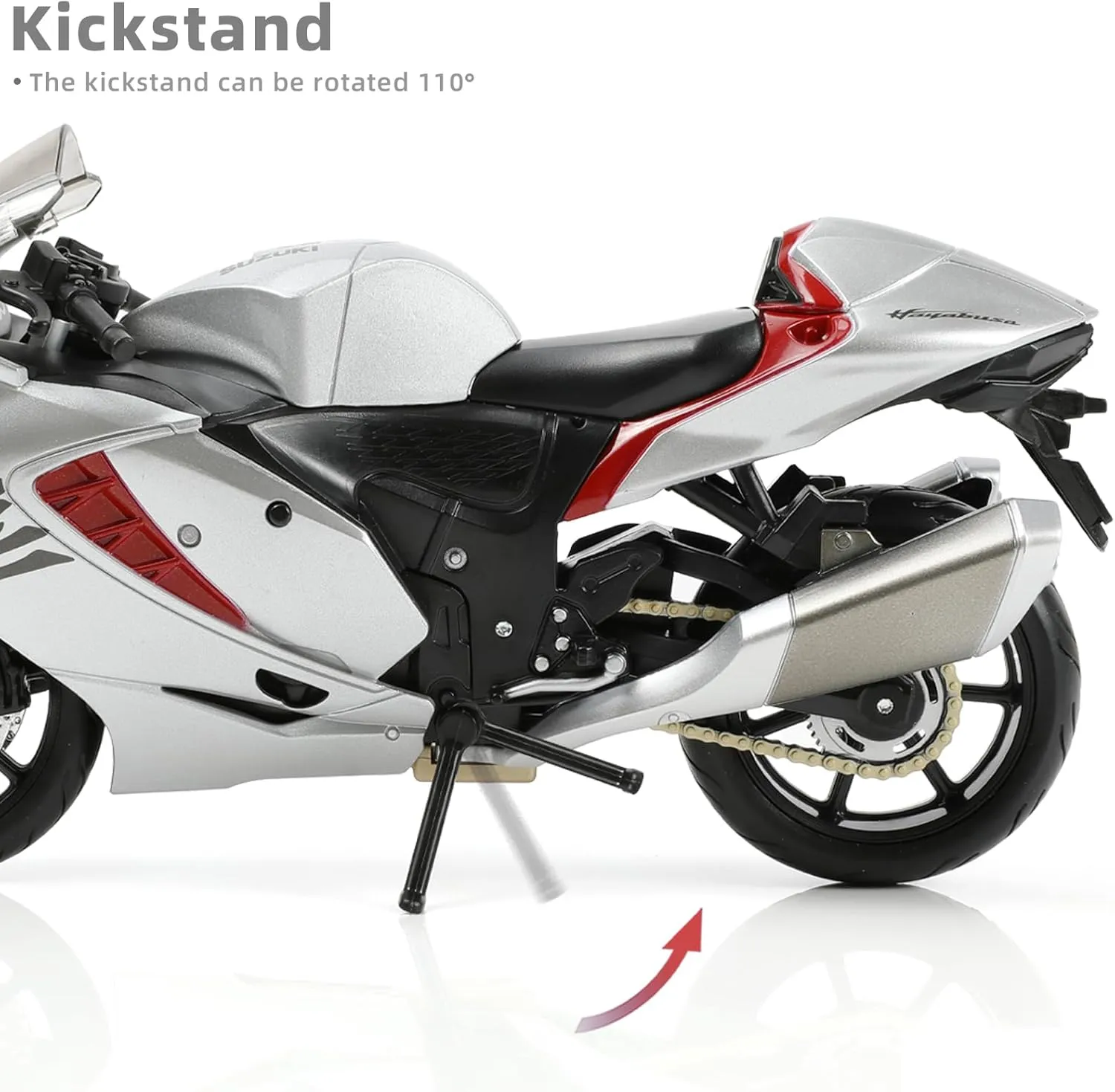 Risopen 1:12 Motorcycle Model Toy for Suzuki Hayabusa Metal Die-cast with Plastic Motorcycle Model for Maisto No Assembly Required Mini Finished Moto Gift for Adult（Silver）
