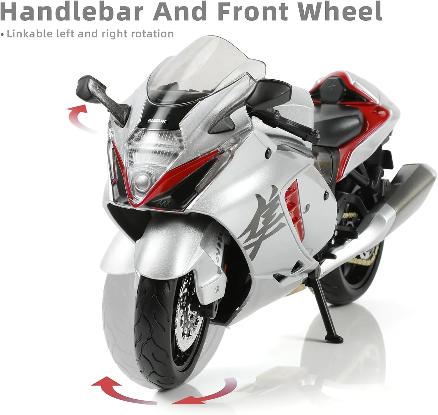 Risopen 1:12 Motorcycle Model Toy for Suzuki Hayabusa Metal Die-cast with Plastic Motorcycle Model for Maisto No Assembly Required Mini Finished Moto Gift for Adult（Silver）