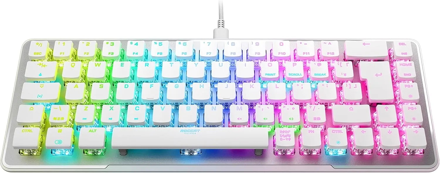 ROCCAT Vulcan II Mini JP ISO Gaming Keyboard, Wired White/White, Optical, Linear Mini (65%), RGB, Windows 7 or Later