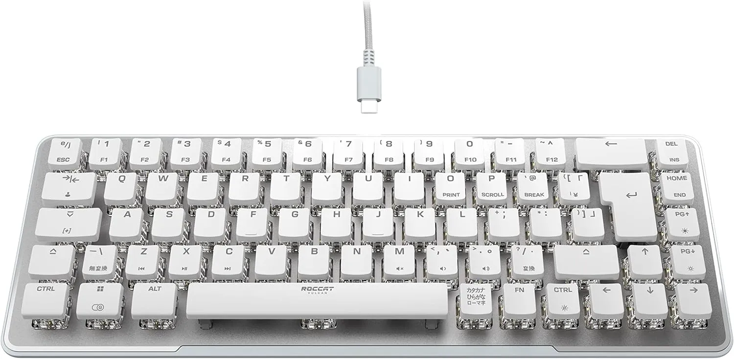 ROCCAT Vulcan II Mini JP ISO Gaming Keyboard, Wired White/White, Optical, Linear Mini (65%), RGB, Windows 7 or Later