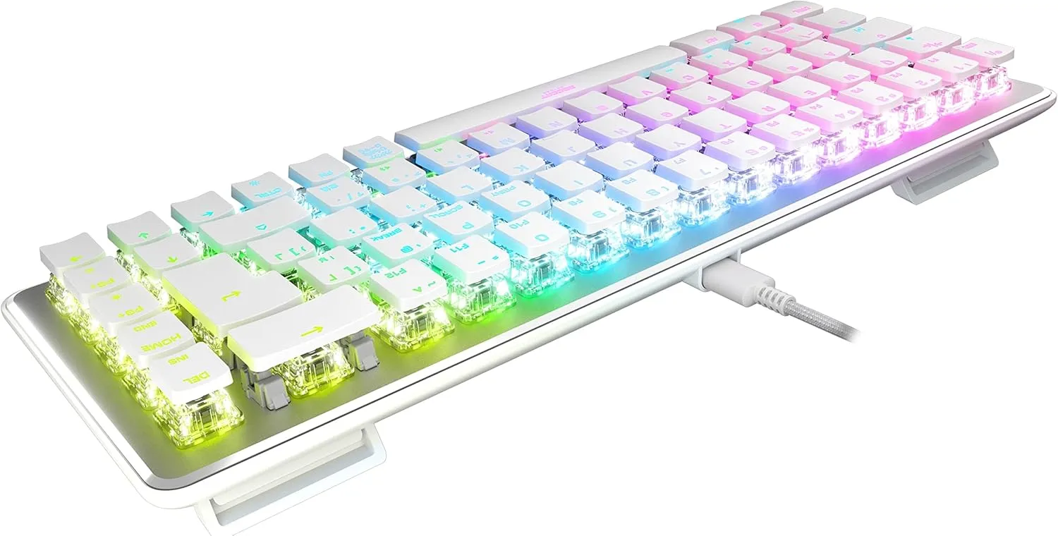 ROCCAT Vulcan II Mini JP ISO Gaming Keyboard, Wired White/White, Optical, Linear Mini (65%), RGB, Windows 7 or Later