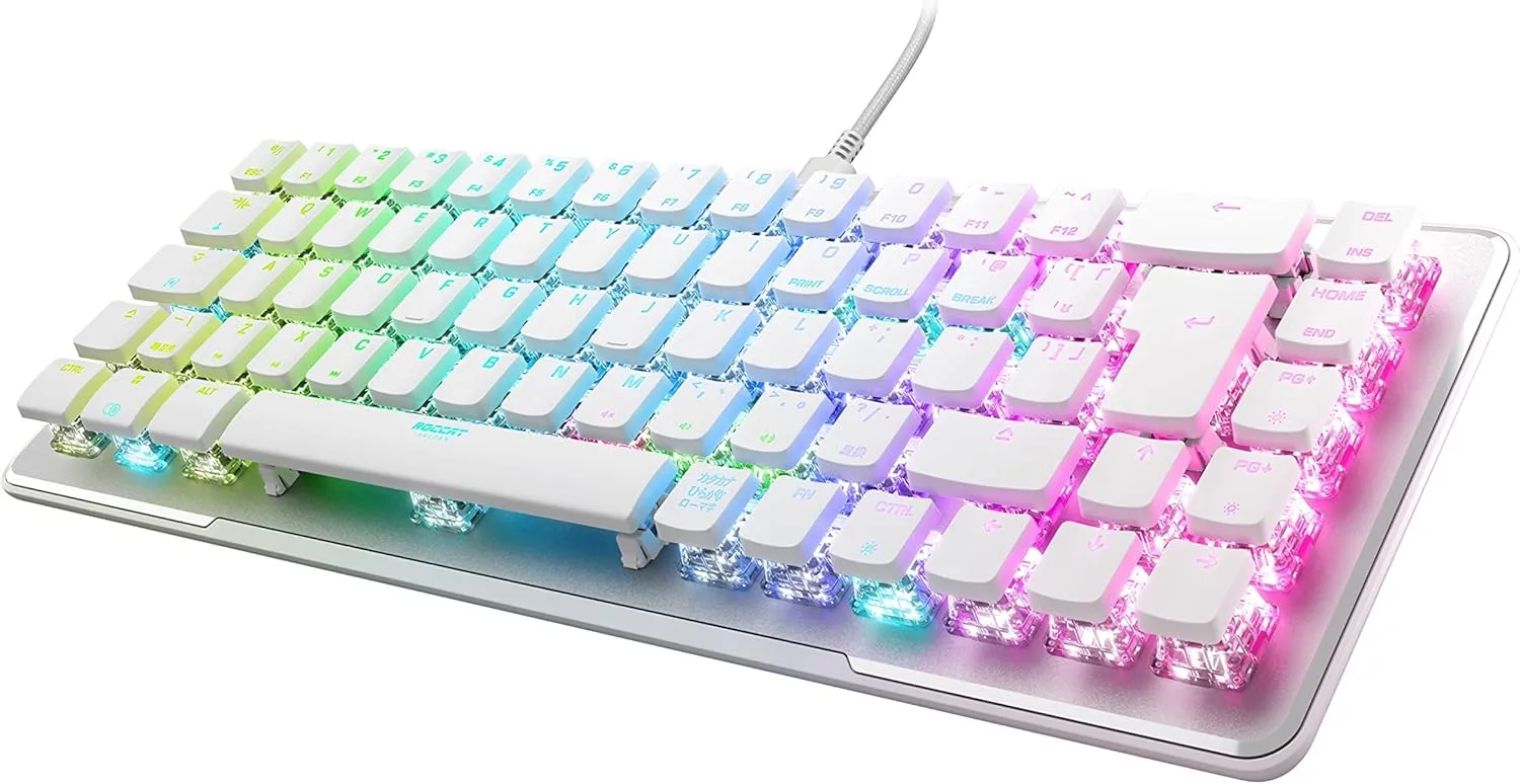 ROCCAT Vulcan II Mini JP ISO Gaming Keyboard, Wired White/White, Optical, Linear Mini (65%), RGB, Windows 7 or Later