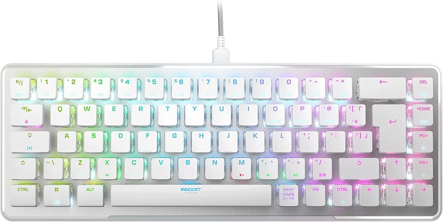 ROCCAT Vulcan II Mini JP ISO Gaming Keyboard, Wired White/White, Optical, Linear Mini (65%), RGB, Windows 7 or Later