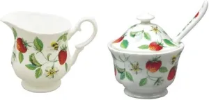 Roy Kirkham Alpine Strawberry Sugar Bowl with Lid & Creamer Set