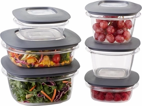 Rubbermaid Premier Easy Find Lids Meal Prep and Food Storage Containers, Set of 6 (12 Pieces Total), Grey |BPA-Free & Stain Resistant