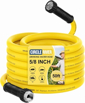 RV Drinking Water Hose 50FT with Storage Bag, 5/8" Premium Fresh Water Hose for RV, Camping, Marine, Trailer and Truck, BPA Free, Anti-Kink and Leak-Free, Drinking Water Safe
