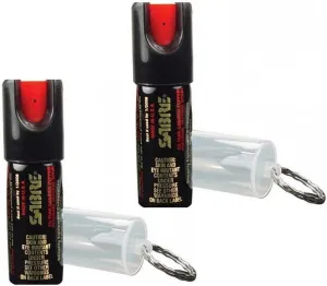 Sabre Red Pepper Spray - Police Strength - with Key Ring, 25 Bursts (Up to 5X Other Brands) & 10-Foot (3M) Range (2 Sprays)