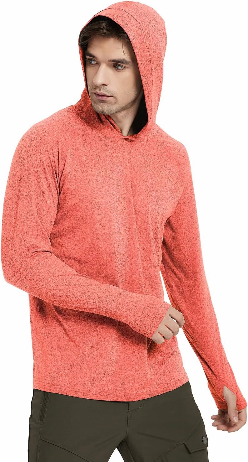 Safort Men's UPF 50  Sun Protection Hoodie Shirt Long Sleeve Rash Guard SPF Fishing Outdoor UV Hiking Lightweight Shirts