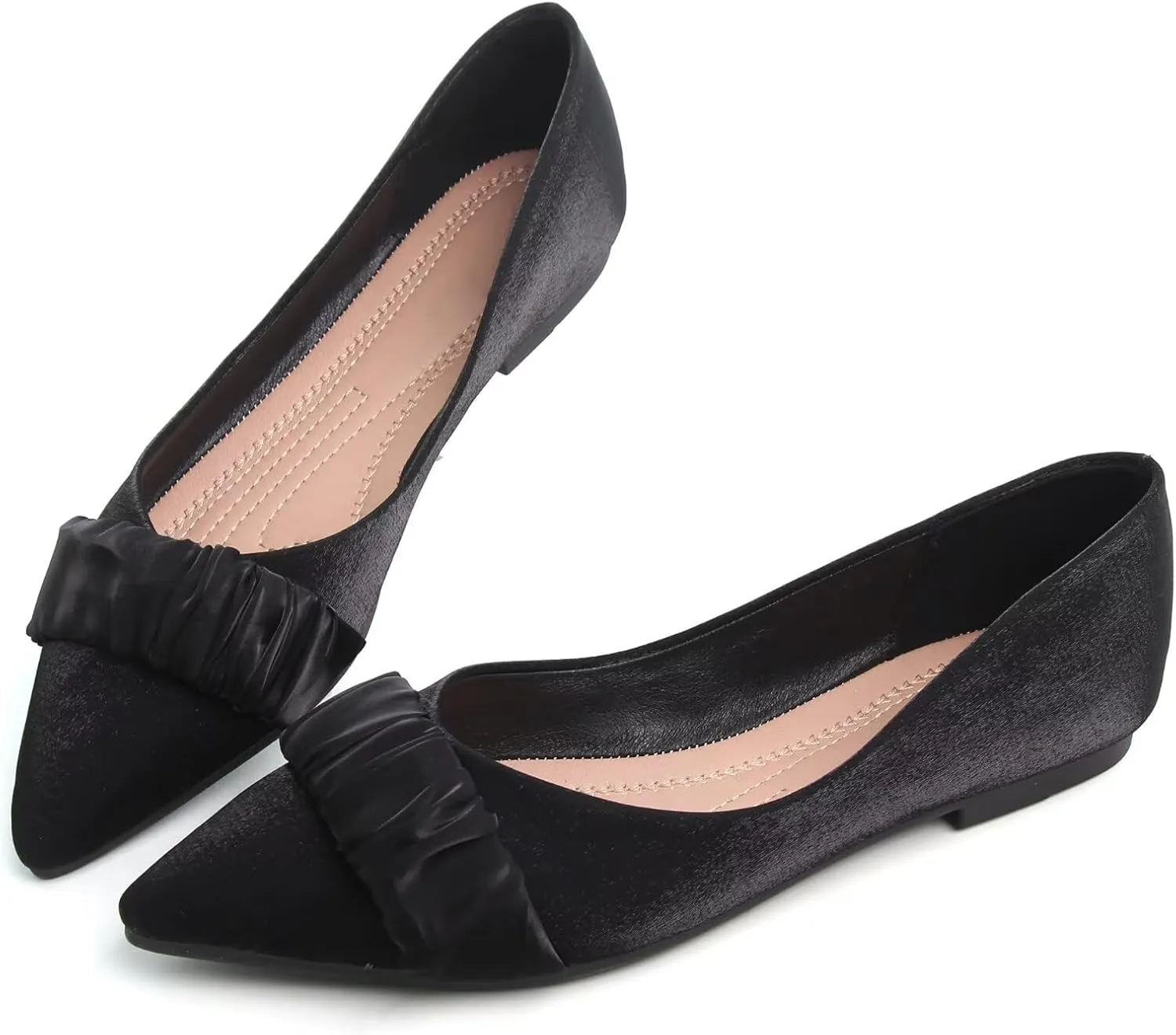 SAILING LU Dress Flats Bow-Knot Shoes Women Dressy Pointed Toe Bridal Shoes for Wedding Comfortable Loafers Slip-ons